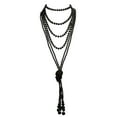 Bjesinmo Long Boho Necklace For Women – Wooded Pendant, Brown Leather Cord, Vintage Sweater Chain, Adjustable Length