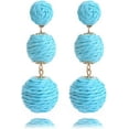 thumbnail image 1 of Bohemian Woven Rattan Straw Wicker Raffia Ball Drop Dangle Earring for Women Handmade Lightweight Statement Geometric Round Earring Retro Boho Summer Beach Jewelry, 1 of 2