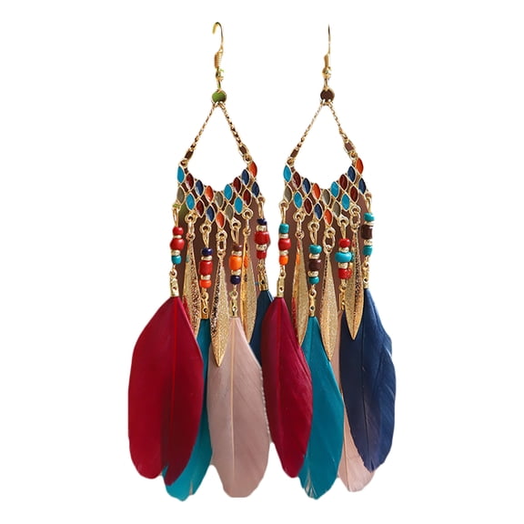 Bohemian fan-shaped Long Ladies Earrings Women Indian Jewelry Natural Rice Beads Dangle Earrings