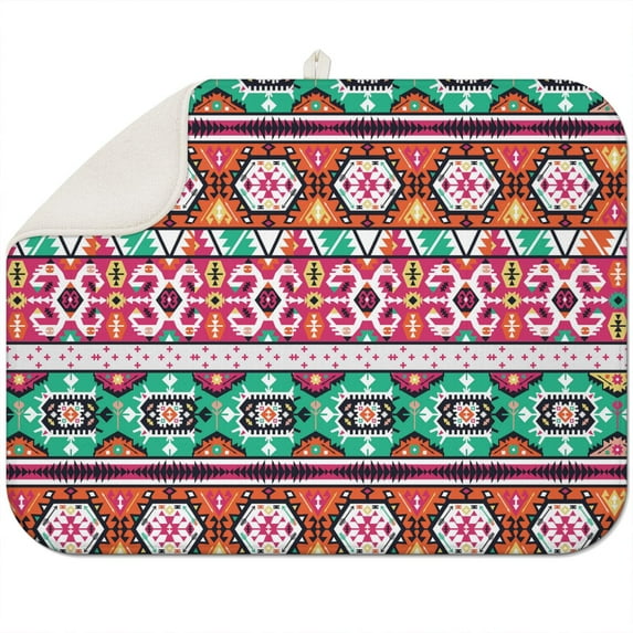 Bohemian floral dish drying mat 18x24 Inch made from microfiber, reusable and absorbent, great for daily drying and kitchen protection