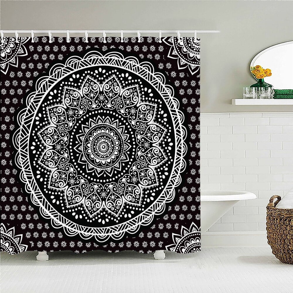 Bohemian style Shower Curtains Mandala Boho Flowers and Plants Printing ...