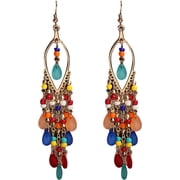 Bohemian style earrings Crystal Beaded Tassel Earring Long Beaded Dangle Earring Fringe Hook Earring for Women Bridal Wedding