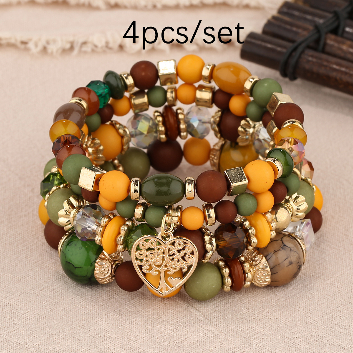 Image result for Bohemian-style multi-layer hollow-out heart pendant tassel bracelet set ...