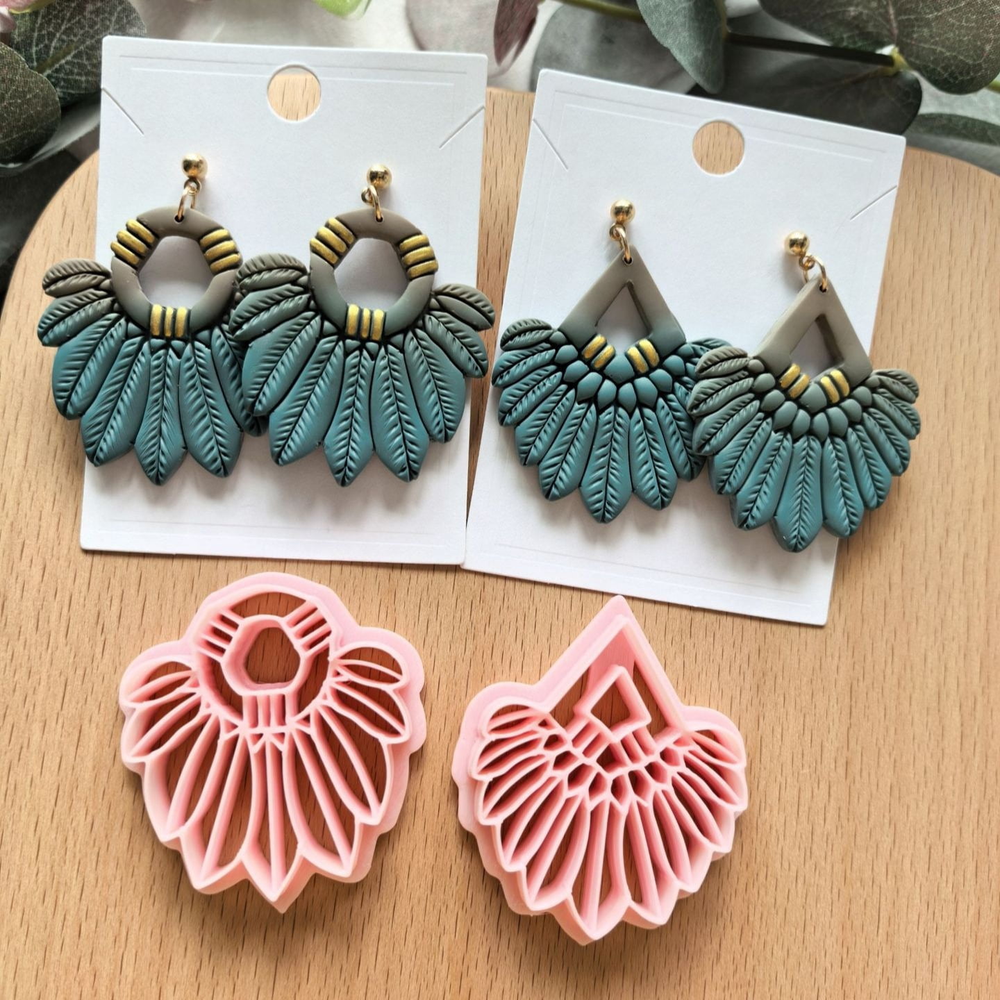 Bohemian style soft clay earring mold-2 pack DIY handmade earring mold