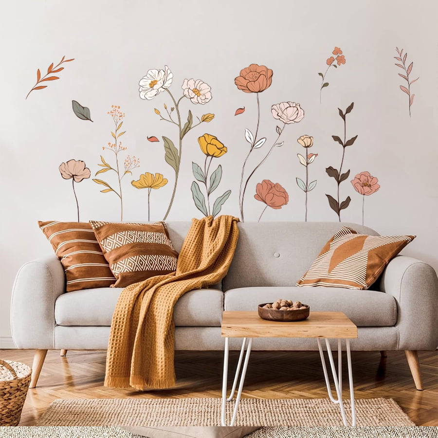 Bohemian style wall decoration, floral butterfly wallpaper, bedroom self-adhesive warm stickers, removable wall decorations, wall art stickers, wall decoration