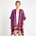 thumbnail image 1 of WeHello Women's Bohemian Burnout Velvet Long Tassel Open Front Kimono, Casual Holiday Beach Layering Shawl Cover Up, 1 of 7