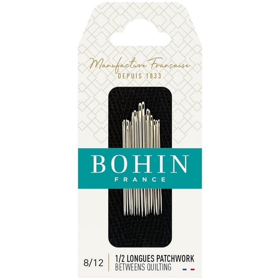 BOHIN Betweens Hand Sewing Needles for Quilting Assorted Sizes 8/12 Big Eye