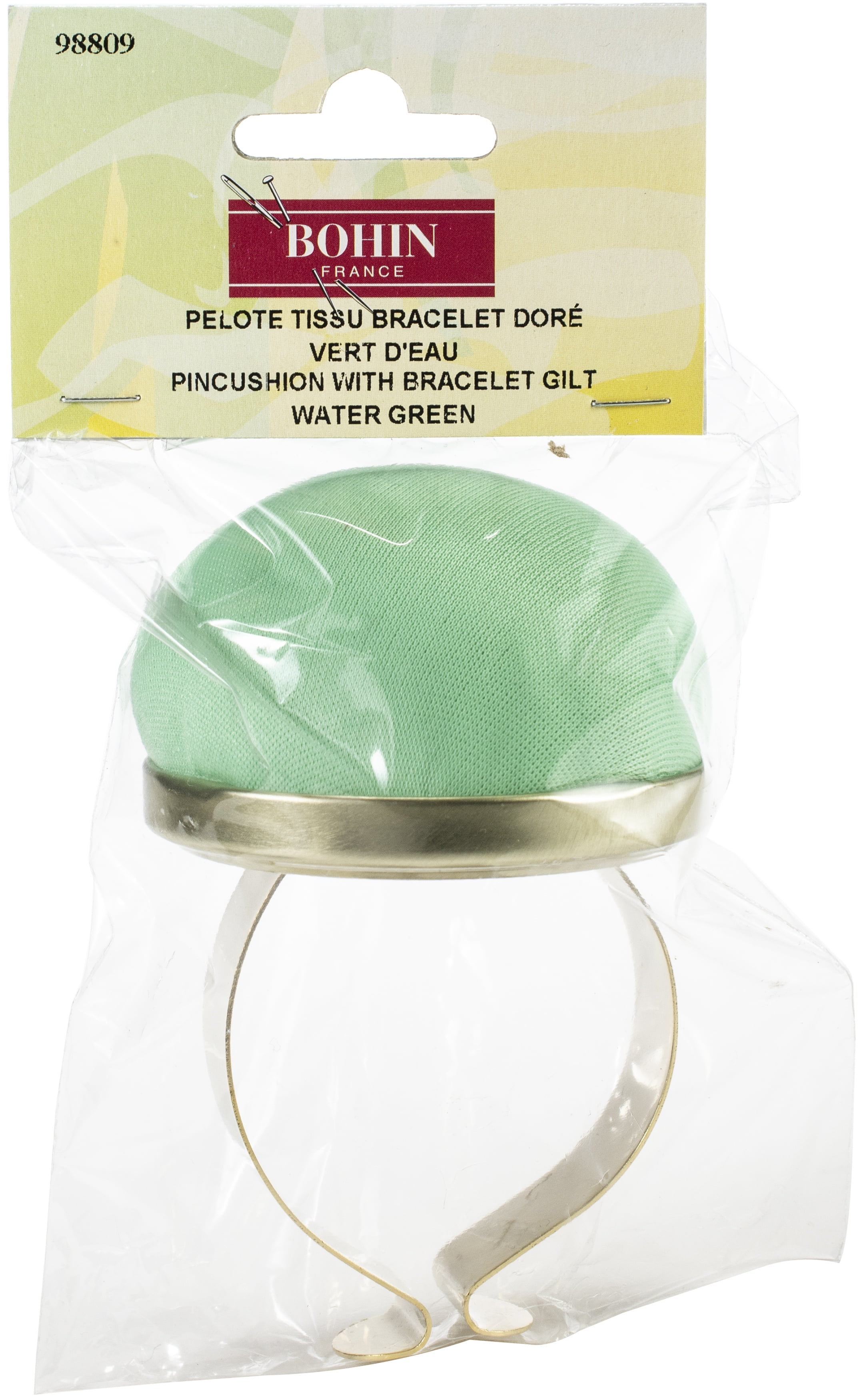 Bohin Pin Cushion With Gilt BraceletWater Green