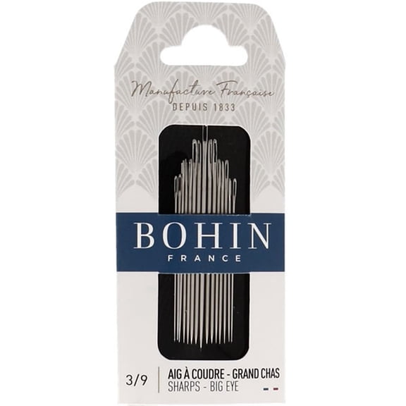 BOHIN Common Sharps Big Eye Hand Sewing Needle Assorted Sizes 3/9