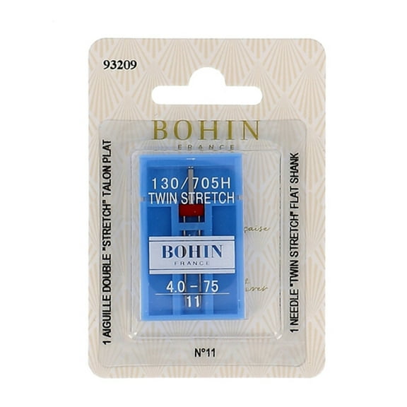 Bohin Twin Stretch Sewing Machine Needle Size 75 4mm Flat Shank
