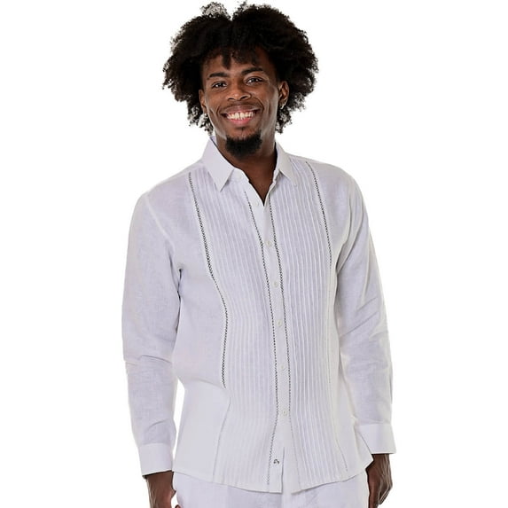 Bohio 100% Linen Mens Fancy Style Long Sleeves w/Fancy Panels Shirt in (2) Colors-MLS104