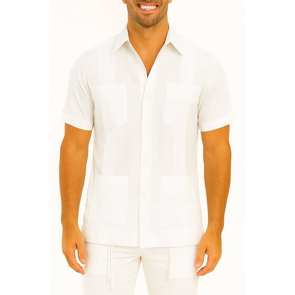Bohio Guayabera Linen Blend Short Sleeve Shirt (Men)