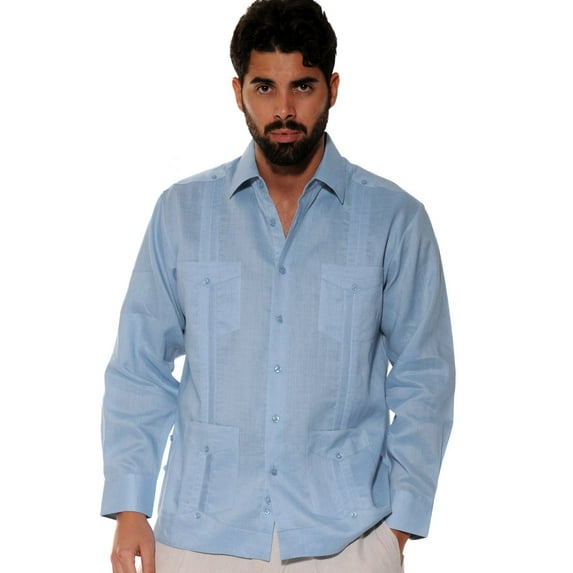 Bohio Guayabera Shirt For Men - Linen Chacavana 4-Pocket Beach Wedding Mexican (8) Colors -Mls501