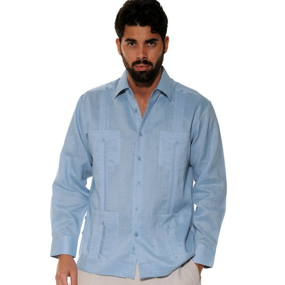 Bohio Guayabera Shirt For Men - Linen Chacavana 4-Pocket Beach Wedding Mexican (8) Colors -Mls501