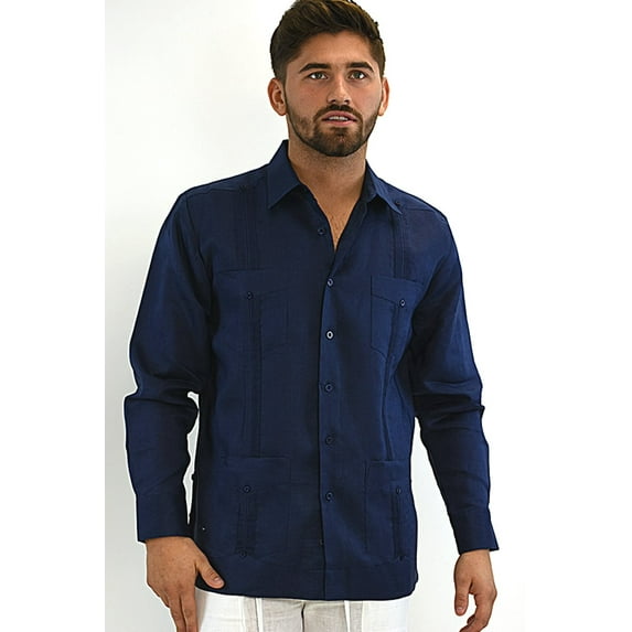 Bohio Guayabera Shirt For Men - Linen Chacavana 4-Pocket Beach Wedding Mexican (8) Colors -Mls501