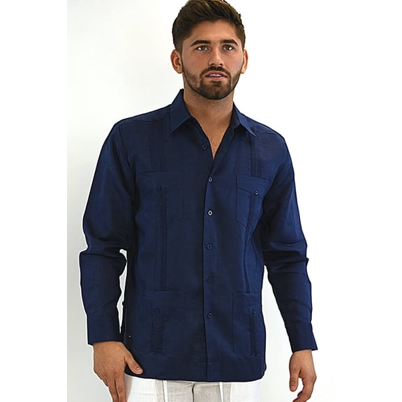 Bohio Guayabera Shirt For Men - Linen Chacavana 4-Pocket Beach Wedding Mexican (8) Colors -Mls501