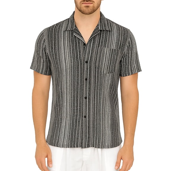 Bohio Lace See Through S/S Beach Shirt Black/White (Men)