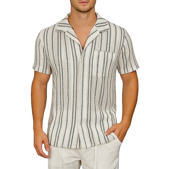 Bohio Lace See Through S/S Beach Shirt White/Black (Men)