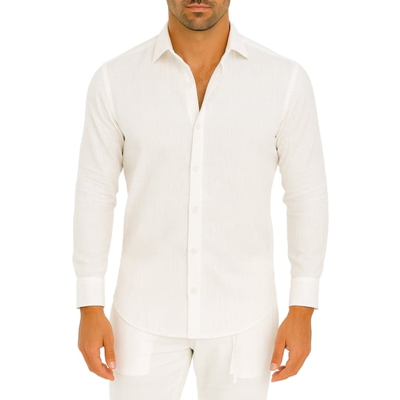 Bohio Linen Blend Long Sleeve Button Down Collar Button-Up Shirts (Men's)