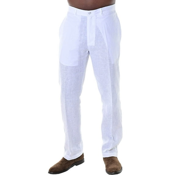 Bohio Men's 100% Linen Casual Summer Flat Front Pants in (5) Colors - MLP50