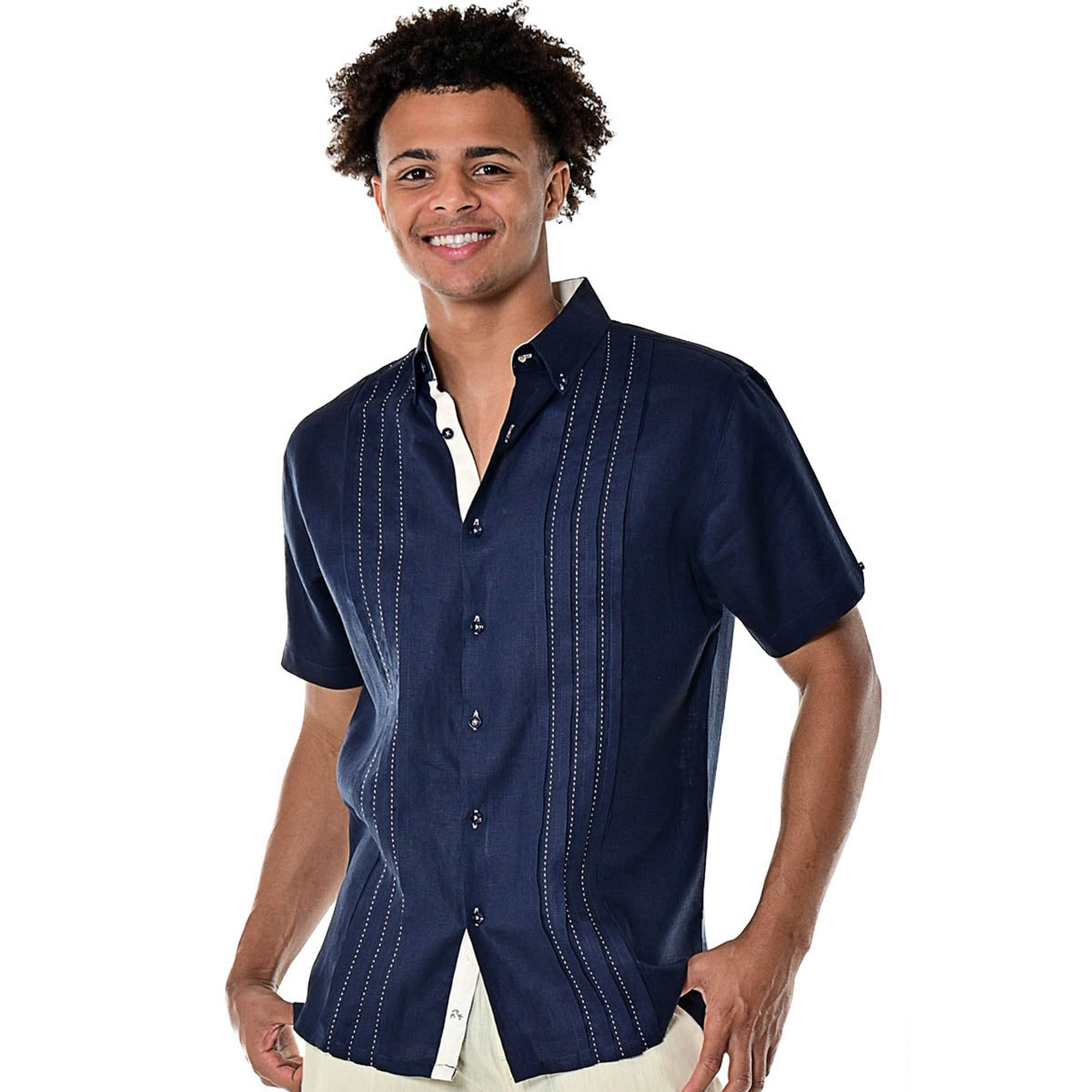 Bohio Men's 4 Pocket Short Sleeve Guayabera Shirt