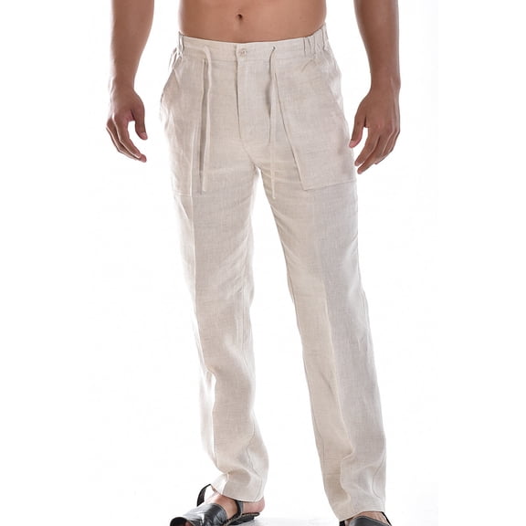 Bohio Men's Casual Summer 100% Linen Drawstring Pants with Pockets in (6) Colors - MLP19