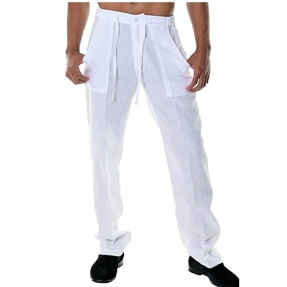 Bohio Men's Casual Summer 100% Linen Drawstring Pants with Pockets in (6) Colors - MLP19