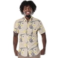 thumbnail image 1 of Bohio Men's Linen Button-Down Shirt w/Pocket Tropical Angel Fish Hibiscus Print Beige-MLSP1694, 1 of 1