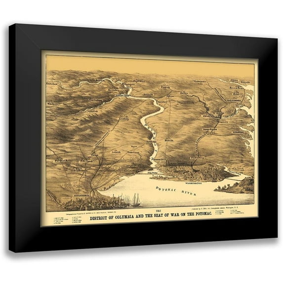 Bohn 14x11 Black Modern Framed Museum Art Print Titled - District of Columbia Seat of War On Potomac