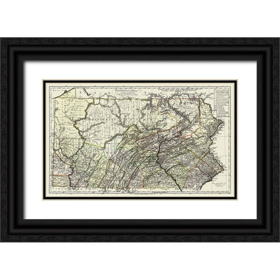 Bohn 18x12 Black Ornate Wood Framed with Double Matting Museum Art Print Titled - Pennsylvania - Bohn 1797