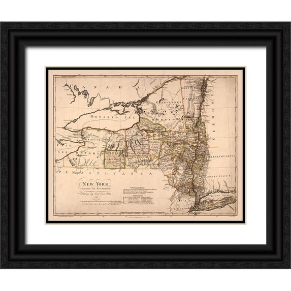 Bohn 32x26 Black Ornate Wood Framed with Double Matting Museum Art Print Titled - New York - Bohn 1799