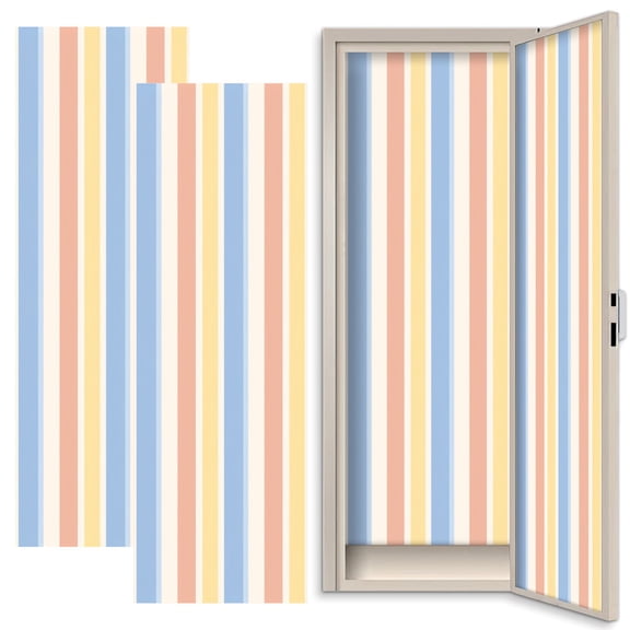 Boho 2 Pcs School Locker Magnetic Wallpaper 12" x 36" Serene Stripes Macaron Tones Minimalist Reusable Removable Locker Accessories Back to School Supplies