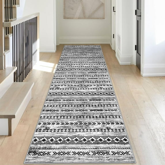 Boho 2'x10' Washable Hallways Rug, 2x10FT Runner Rug with Rubber Backed, Vintage Runners for Laundry Non Slip Carpet Khaki Lightweight Door Mat Indoor Entrance