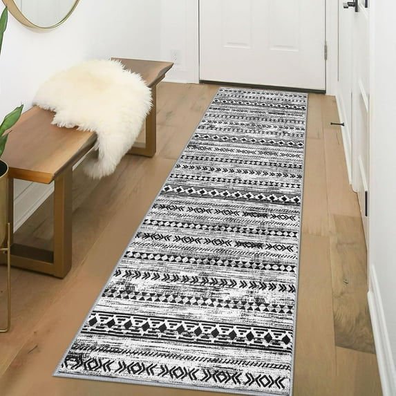 Boho 2'x6' Washable Hallways Rug, 2x6FT Runner Rug with Rubber Backed, Vintage Runners for Laundry Non Slip Carpet Khaki Lightweight Door Mat Indoor Entrance