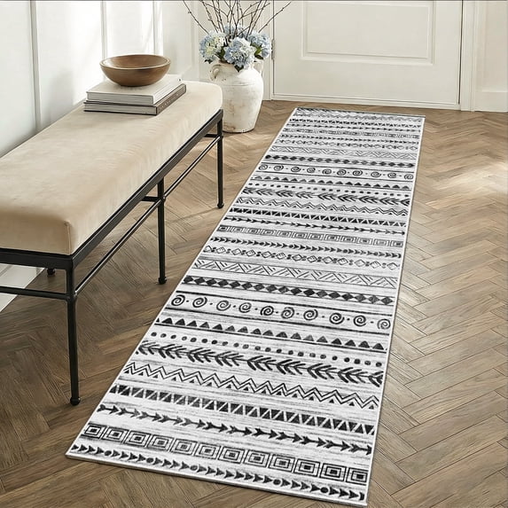 Boho 2'x6' Washable Hallways Rug, 2x6FT Runner Rug with Rubber Backed, Vintage Runners for Laundry Non Slip Carpet Khaki Lightweight Door Mat Indoor Entrance