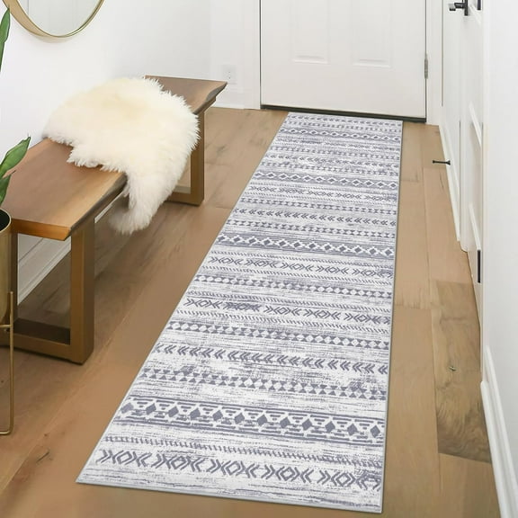 Boho 2'x6' Washable Hallways Rug, 2x6FT Runner Rug with Rubber Backed, Vintage Runners for Laundry Non Slip Carpet Khaki Lightweight Door Mat Indoor Entrance