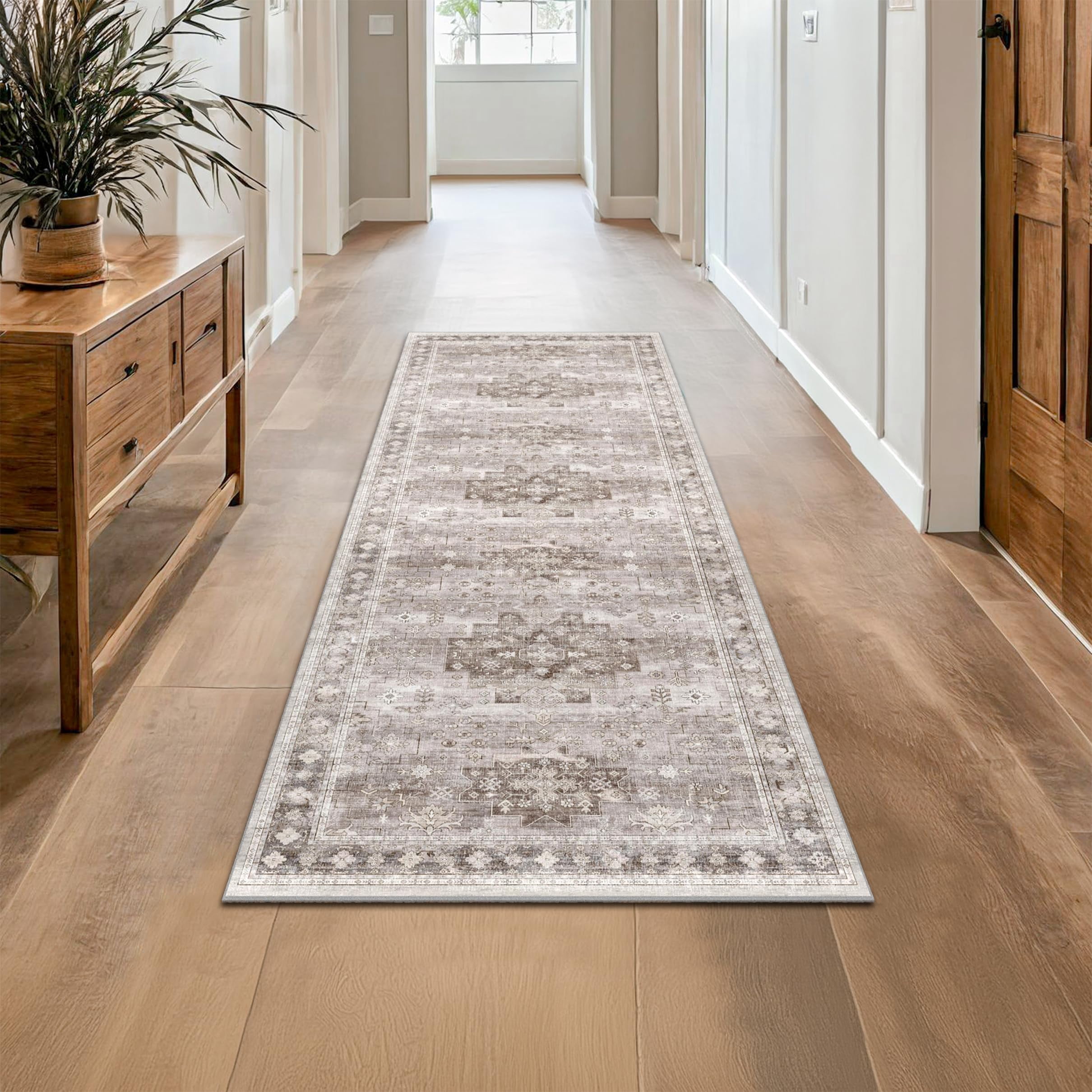 Neutral Fun Rug Boho 2x8 Long Runner Rugs For Hallway Neutral Farmhouse Non Slip ...