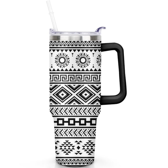 Boho 40oz Tumbler, Spill Proof Lid & Handle / 40 oz Bohemia Theme Tumbler, Straw | Double Insulated | High Rated Boho Gifts