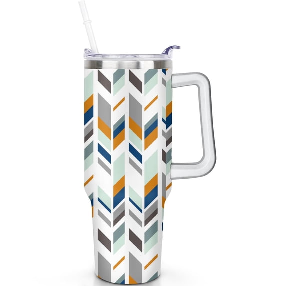 Boho 40oz Tumbler with Handle | Outdoor Travel | 40 oz Bohemia Theme Tumbler | Spill Proof Lid & Straw | Double Insulated