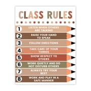 Boho 8 Class Rules Sign Positive Classroom Behavior Management Poster 8.5x11