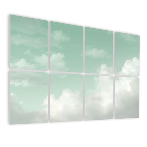 Boho 8 Pack Art Acoustic Panels Sound Absorbing Sky White Cloud Nature Landscape Clouds Natural Light Watercolor Soft Decorative Soundproof Wall Panels Self Adhesive for Nursery Game Room 48"x32"