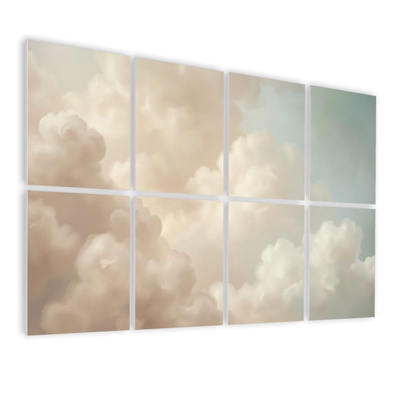 Boho 8 Pack Art Acoustic Panels Sound Absorbing Soft Pastel Cloudscape Dreamy Sky Fluffy Clouds Decorative Soundproof Wall Panels Self Adhesive for Nursery Game Room Bedroom 48"x32"