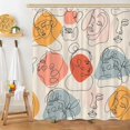 thumbnail image 1 of Boho Abstract Aesthetic Art Shower Curtain, Minimalist Cute Women Floral Design Beige Fabric Shower Curtains Set for Bathroom, Feminine Restroom Decor Accessories with Hooks 72X 72 Inch, 1 of 6