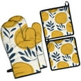thumbnail image 1 of Boho Abstract Art Kitchen Oven Mitt and Pot Holder Sets 4 Pcs for Baking, Cooking and Grilling, Heat Resistant Up To 392 °F, 1 of 7