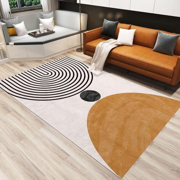 Boho Abstract Art Line Minimalist Area Rug Geometry Indoor Decorative Anti Slip so Machine Washable Apartment Bedroom Living Room 5x8 Carpet Non-slip Soft Home Decor Modern