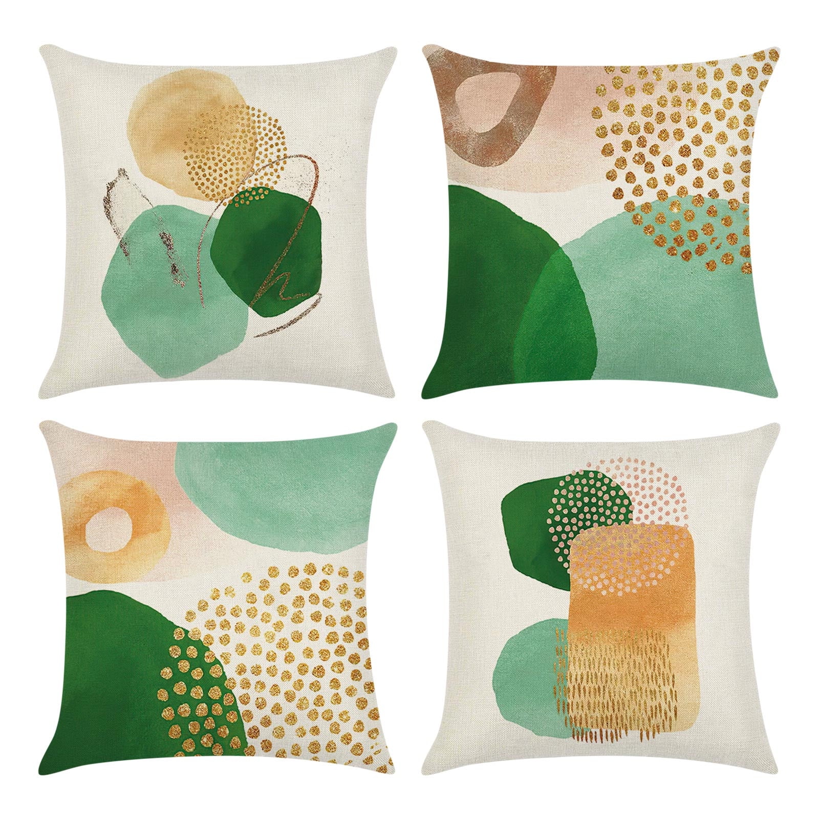 Boho Abstract Art Mid Century Modern Throw Pillow Covers 18x18 Green