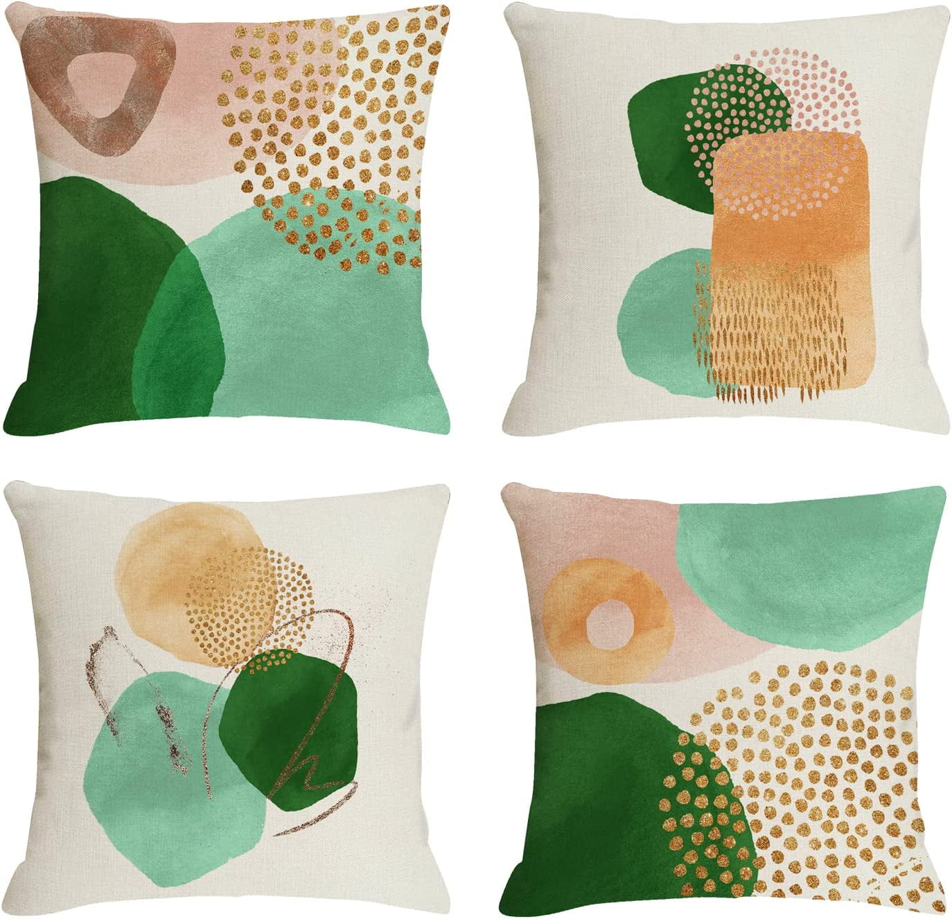 Boho Abstract Art Mid Century Modern Throw Pillow Covers 18x18 Sage