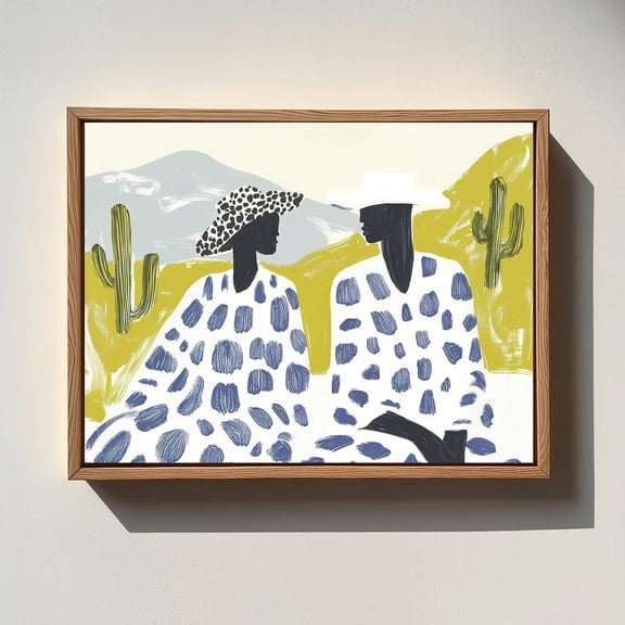 Boho Abstract Art Print Poster Two Figures in Desert Landscape, Minimalist Wall Art, Modern Southwestern Decor 732, Size 8x12 UNFFRAMED F03.1.6l2286
