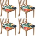 thumbnail image 1 of Boho Abstract Art Seat Covers for Dining Room Chairs Set Of 4,Stretch Printed Washable Chair Seat Cover with Elastic Ties and Button,Removable Waterproof Couch Cushion Covers, 1 of 6