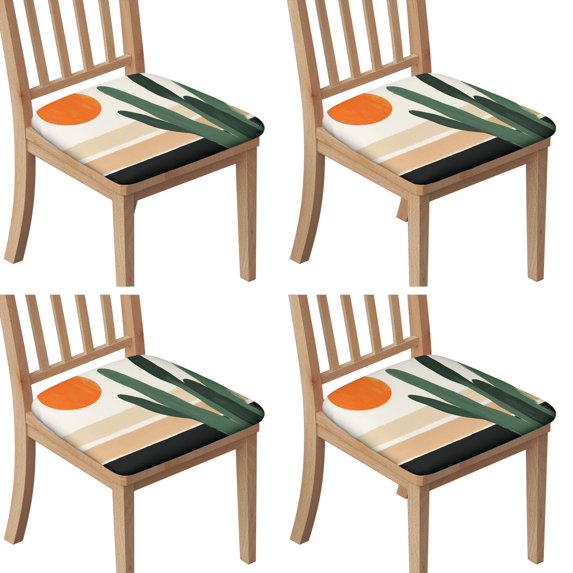 Boho Abstract Art Seat Covers for Dining Room Chairs Set Of 4,Stretch Printed Washable Chair Seat Cover with Elastic Ties and Button,Removable Waterproof Couch Cushion Covers